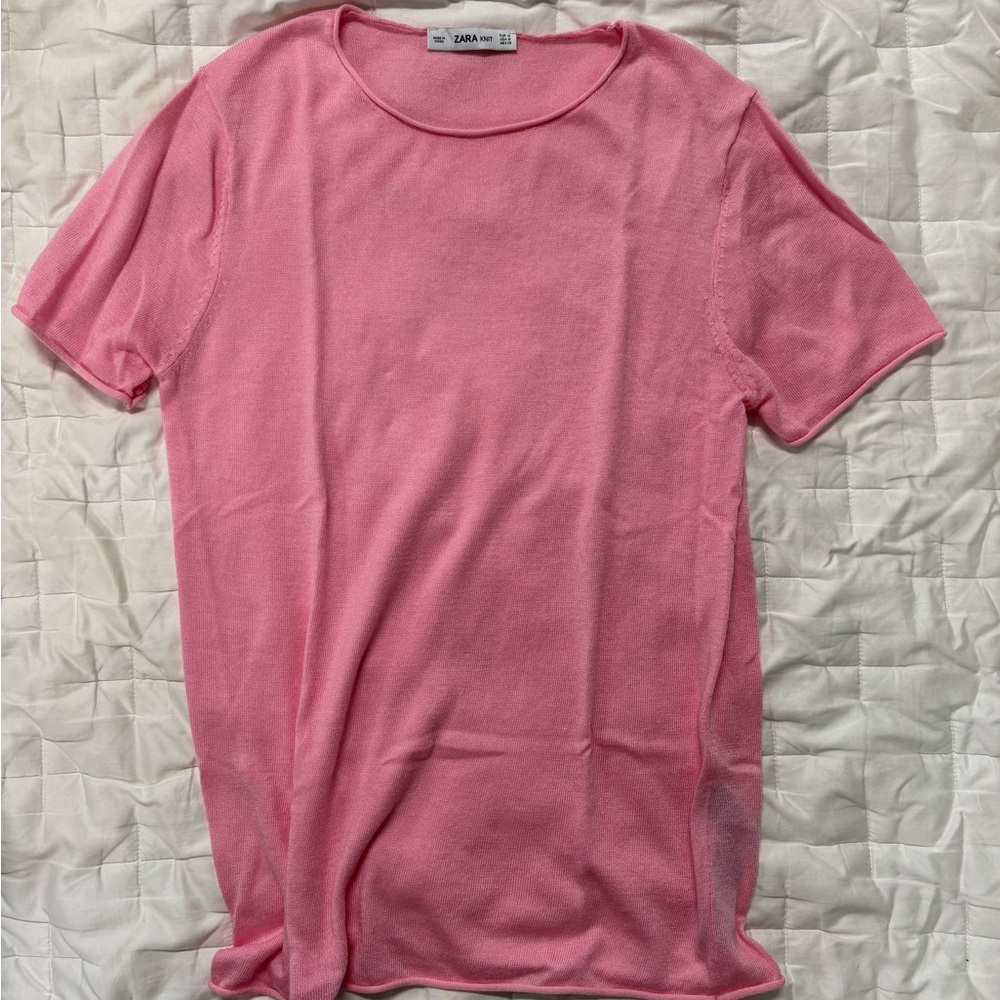 Zara Pink Crew Neck Short Sleeve Tee